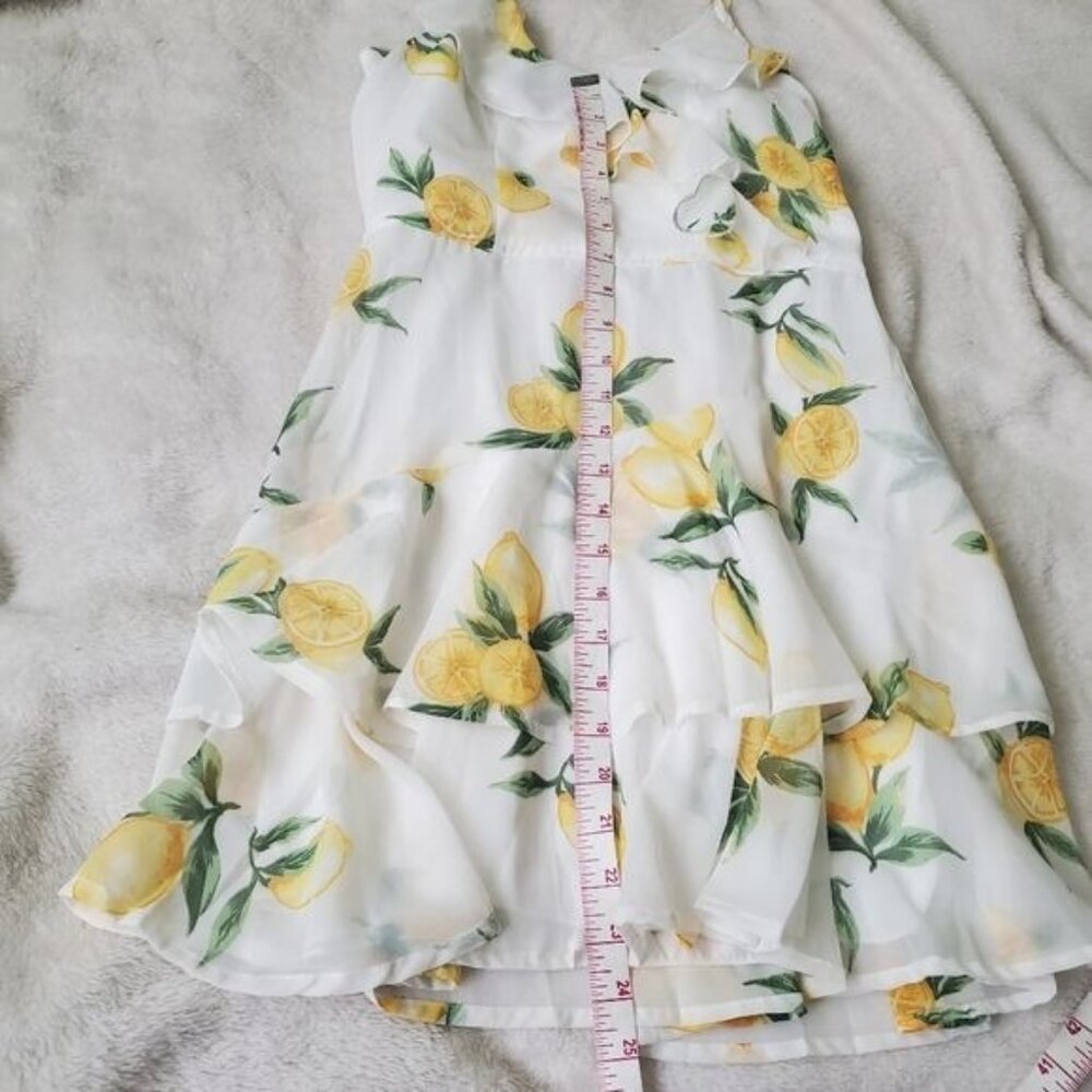 Japna Womens mini dress size medium lemons printed wrap adjustable straps nwt - Picture 6 of 13